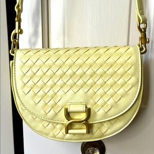 Urban Expressions Elegant Yellow Woven Leather Crossbody Bag